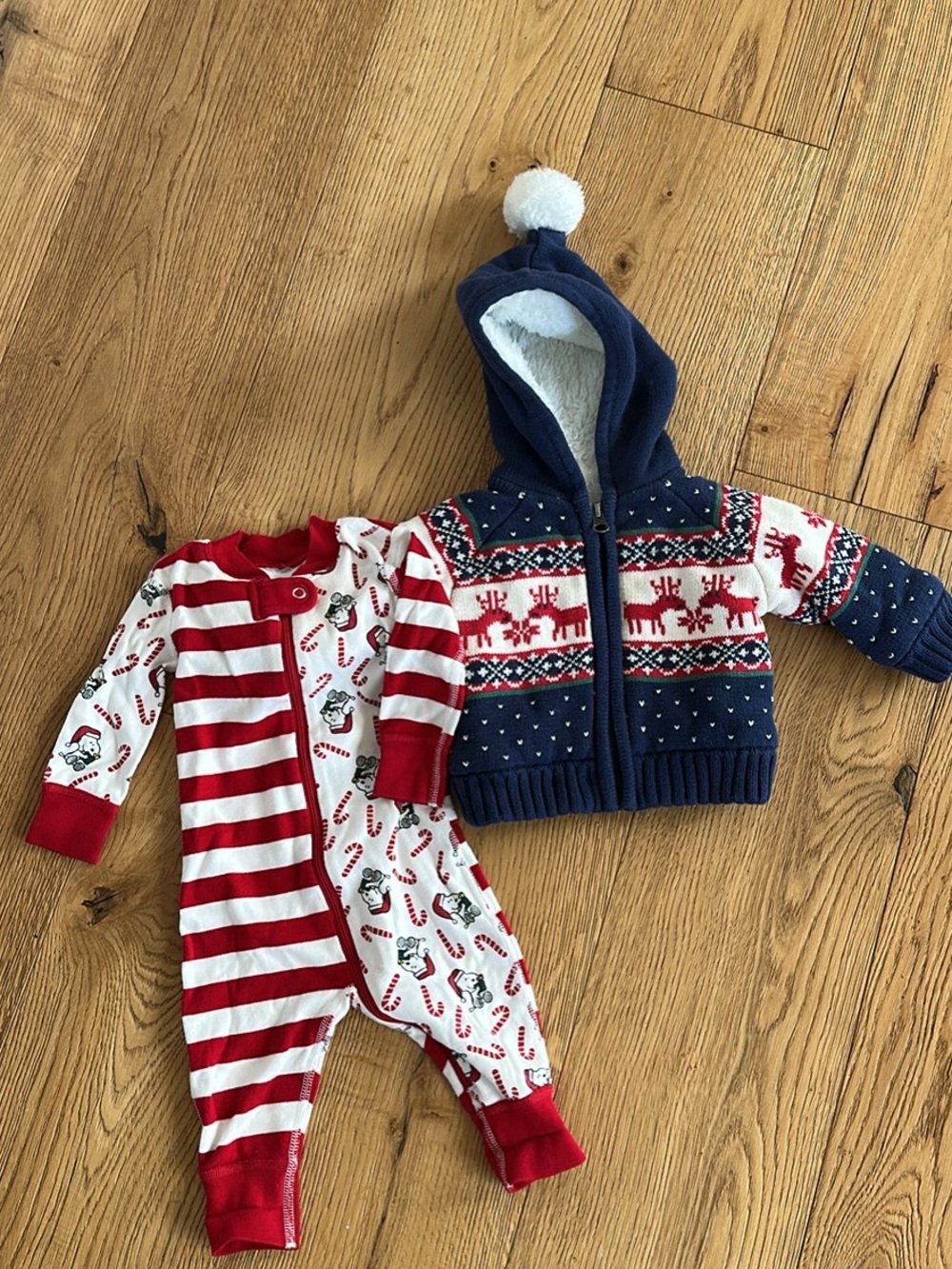 Hanna Andersson baby Christmas onesie and zip up jacket